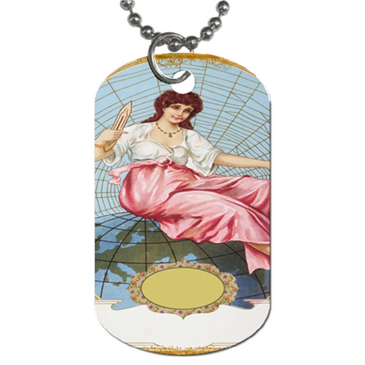 Vintage Art Collage Lady Fabrics Dog Tag (Two Sides)