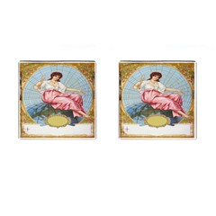 Vintage Art Collage Lady Fabrics Cufflinks (square) by Nexatart