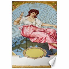 Vintage Art Collage Lady Fabrics Canvas 24  X 36 