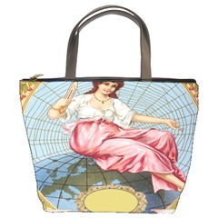 Vintage Art Collage Lady Fabrics Bucket Bags