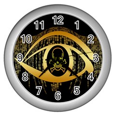 Virus Computer Encryption Trojan Wall Clocks (silver)  by Nexatart