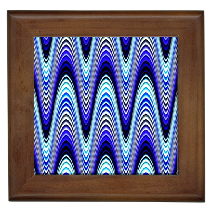 Waves Wavy Blue Pale Cobalt Navy Framed Tiles