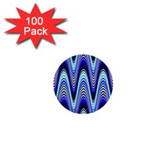 Waves Wavy Blue Pale Cobalt Navy 1  Mini Buttons (100 Pack)  by Nexatart