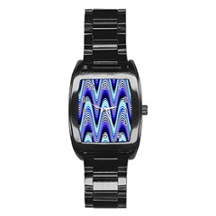 Waves Wavy Blue Pale Cobalt Navy Stainless Steel Barrel Watch