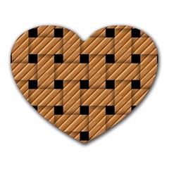 Wood Texture Weave Pattern Heart Mousepads