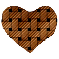 Wood Texture Weave Pattern Large 19  Premium Flano Heart Shape Cushions by Nexatart