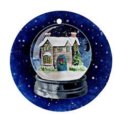 Winter Snow Ball Snow Cold Fun Round Ornament (two Sides) by Nexatart