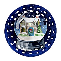 Winter Snow Ball Snow Cold Fun Round Filigree Ornament (two Sides) by Nexatart