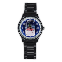 Winter Snow Ball Snow Cold Fun Stainless Steel Round Watch by Nexatart