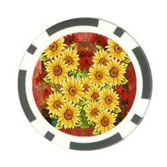 Sunflowers Flowers Abstract Poker Chip Card Guard