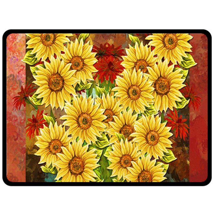 Sunflowers Flowers Abstract Double Sided Fleece Blanket (Large) 