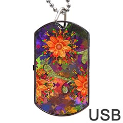 Abstract Flowers Floral Decorative Dog Tag Usb Flash (one Side) by Amaryn4rt