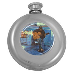 Man And His Guitar Round Hip Flask (5 Oz)