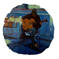 Man And His Guitar Large 18  Premium Flano Round Cushions by digitaldivadesigns