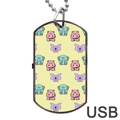 Animals Pastel Children Colorful Dog Tag Usb Flash (one Side) by Amaryn4rt