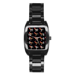 Background Pattern Chicken Fowl Stainless Steel Barrel Watch by Amaryn4rt