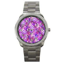 Flowers Abstract Digital Art Sport Metal Watch by Amaryn4rt