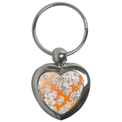 Flowers Background Backdrop Floral Key Chains (heart)  by Amaryn4rt