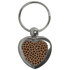 Giraffe Animal Print Skin Fur Key Chains (heart)  by Amaryn4rt