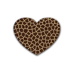 Giraffe Animal Print Skin Fur Rubber Coaster (heart)  by Amaryn4rt