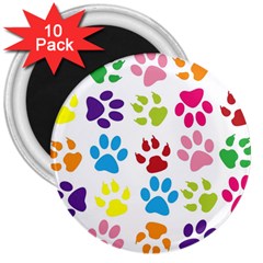 Paw Print Paw Prints Background 3  Magnets (10 Pack)  by Amaryn4rt