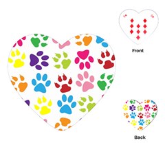 Paw Print Paw Prints Background Playing Cards (heart)  by Amaryn4rt