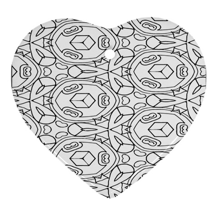 Pattern Silly Coloring Page Cool Ornament (Heart)