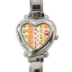 Paw Print Paw Prints Fun Background Heart Italian Charm Watch by Amaryn4rt