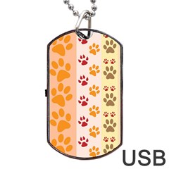 Paw Print Paw Prints Fun Background Dog Tag Usb Flash (one Side)