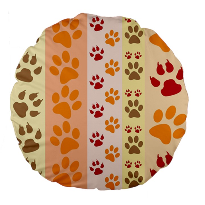 Paw Print Paw Prints Fun Background Large 18  Premium Flano Round Cushions