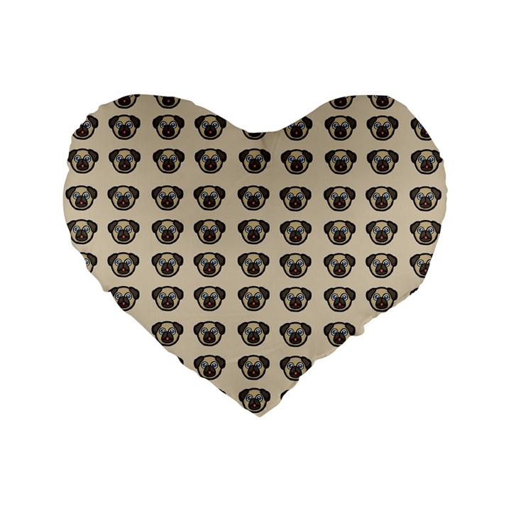 Puppy Dog Pug Pup Graphic Standard 16  Premium Flano Heart Shape Cushions