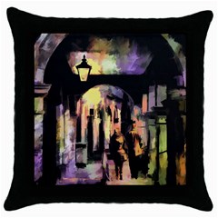 Street Colorful Abstract People Throw Pillow Case (Black)