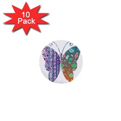 Vintage Style Floral Butterfly 1  Mini Buttons (10 Pack)  by Amaryn4rt