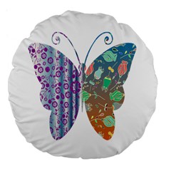 Vintage Style Floral Butterfly Large 18  Premium Flano Round Cushions by Amaryn4rt