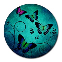 Texture Butterflies Background Round Mousepads by Amaryn4rt