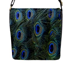 Peacock Feathers Blue Bird Nature Flap Messenger Bag (l)  by Amaryn4rt