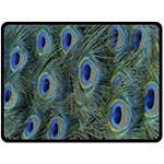 Peacock Feathers Blue Bird Nature Double Sided Fleece Blanket (Large)  80 x60  Blanket Back