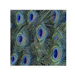 Peacock Feathers Blue Bird Nature Small Satin Scarf (square) by Amaryn4rt