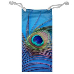 Peacock Feather Blue Green Bright Jewelry Bag