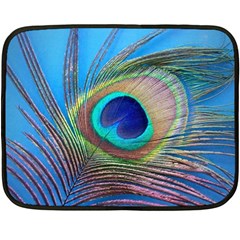 Peacock Feather Blue Green Bright Fleece Blanket (Mini)