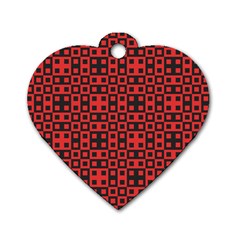 Abstract Background Red Black Dog Tag Heart (two Sides) by Amaryn4rt