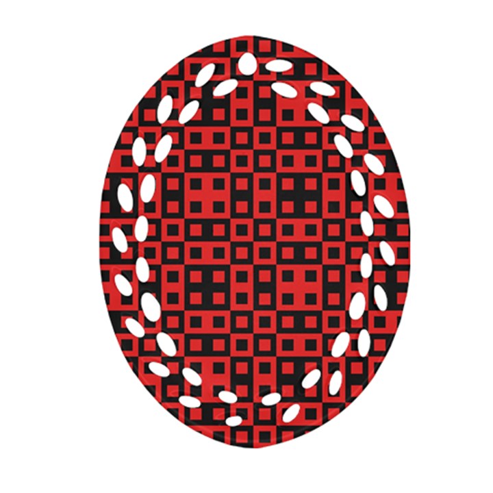 Abstract Background Red Black Oval Filigree Ornament (Two Sides)