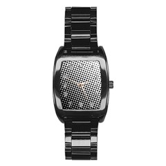 Background Wallpaper Texture Lines Dot Dots Black White Stainless Steel Barrel Watch by Amaryn4rt