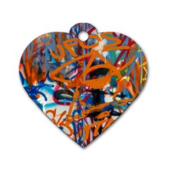 Background Graffiti Grunge Dog Tag Heart (two Sides) by Amaryn4rt