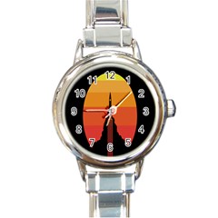 Plane Rocket Fly Yellow Orange Space Galaxy Round Italian Charm Watch by Alisyart