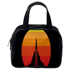 Plane Rocket Fly Yellow Orange Space Galaxy Classic Handbags (one Side)