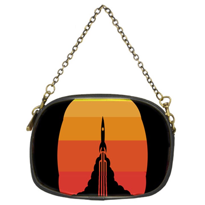 Plane Rocket Fly Yellow Orange Space Galaxy Chain Purses (Two Sides) 