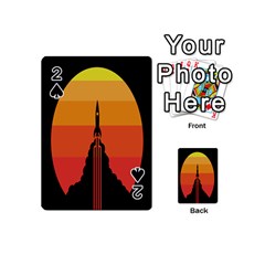 Plane Rocket Fly Yellow Orange Space Galaxy Playing Cards 54 (mini) 