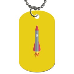 Plane Rocket Space Yellow Dog Tag (one Side) by Alisyart