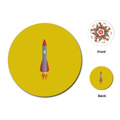 Plane Rocket Space Yellow Playing Cards (round) 